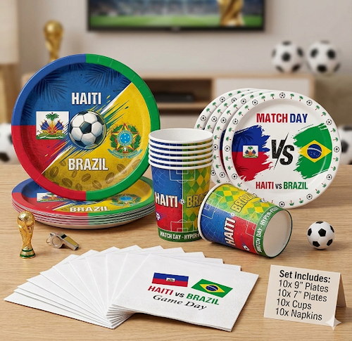 40 piece Haiti vs Brazil Game Day Party Kit PRE-SALE